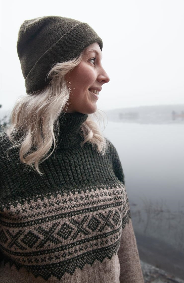Bråtens Marius sweater rullekrave beige/grøn