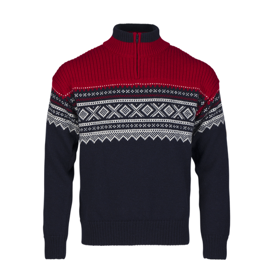 Bråtens Marius sweater med lynlås navy/rød/offwhite